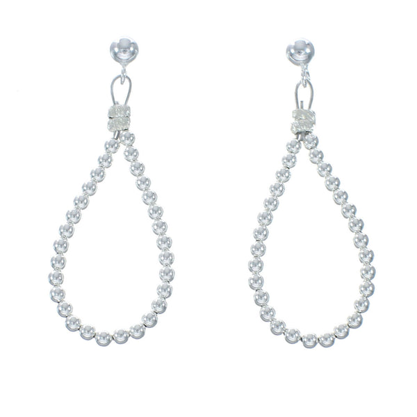 Native American Sterling Silver Bead Post Dangle Earrings X10972